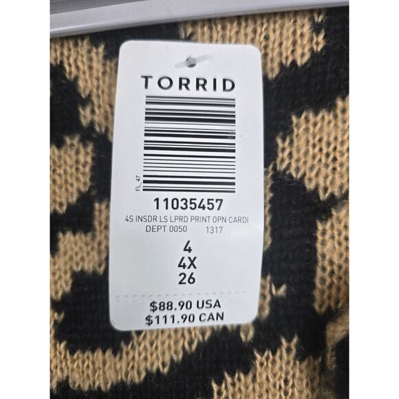 Torrid Insider Long Line Leopard Print Pockets Open Cardigan Women's 3 - 3X NWT - Picture 5 of 7